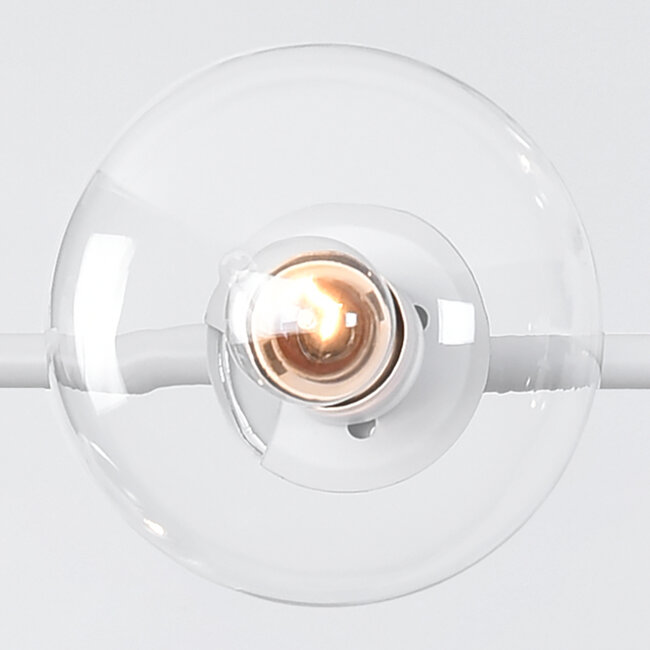 7-light pendant light Hepta - opal and clear glass, white