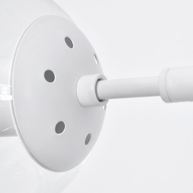 Designer pendant lamp with white frame and opal white or transparent glass - Hepta