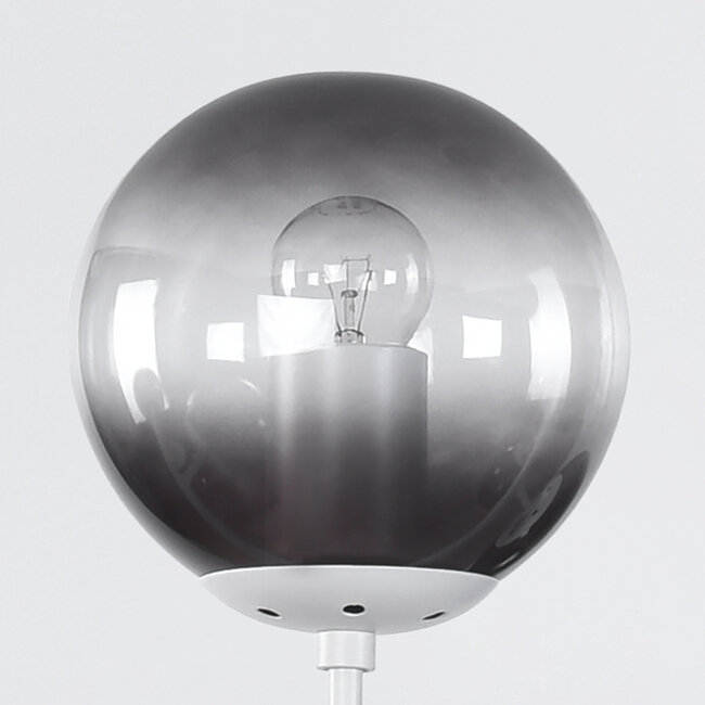 Designer pendant lamp with White frame and smoked glass - Hepta