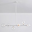 6-light pendant light Aster - white frame with clear glass globes