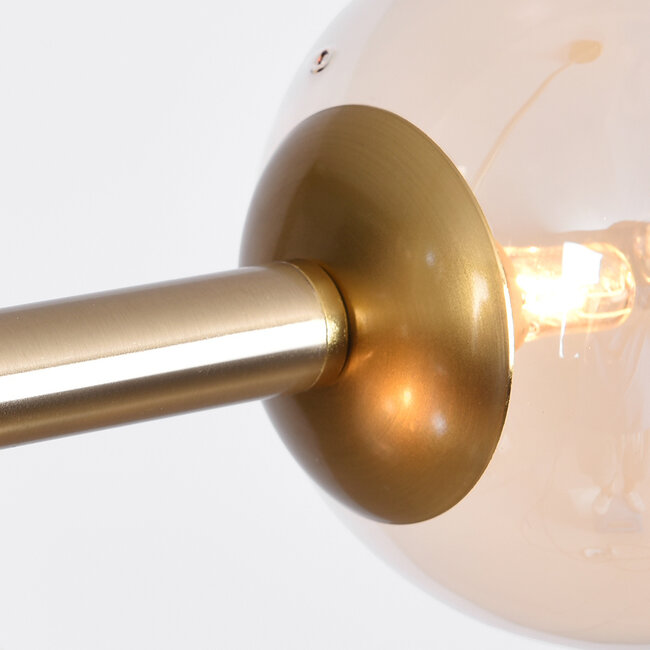 Asun pendant lamp with Golden frame and amber glass spheres