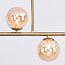 Asun pendant lamp with Golden frame and amber glass spheres