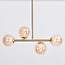 4-light pendant light Asun - amber glass and gold