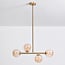 4-light pendant light Asun - amber glass and gold