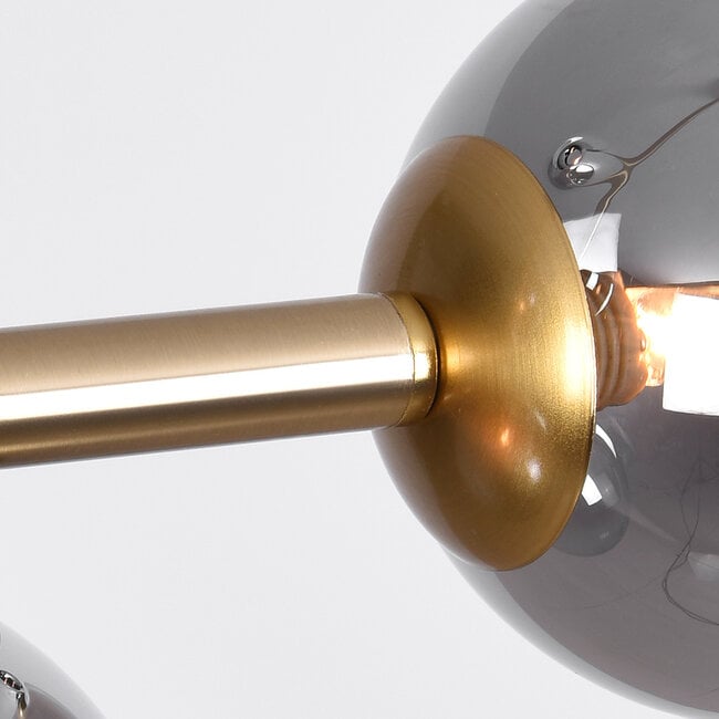 4-light pendant light Asun - smoked glass and gold