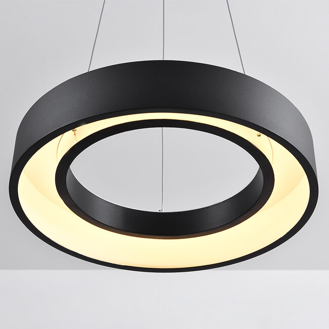 Modern pendant lamp Roundy in matte-black metal