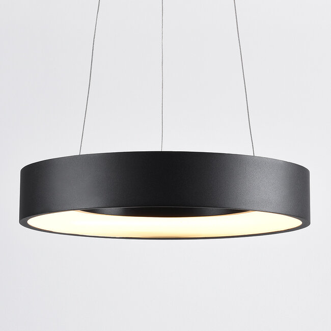 Modern pendant lamp Roundy in matte-black metal