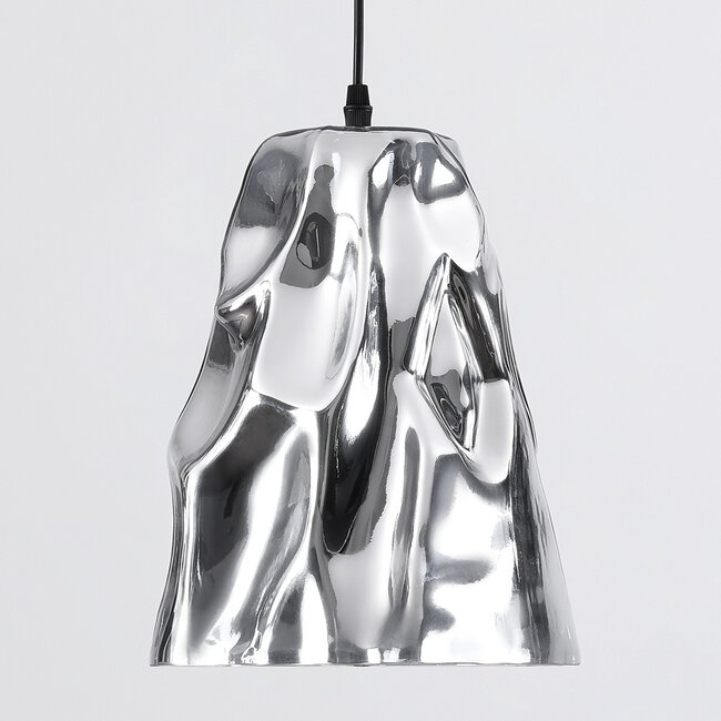 Designer pendant lamp Napoli in wavy chrome glass
