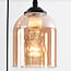 3-light pendant light Kensi with amber glass
