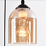 Pendant light with amber glass, 3-bulb - Kensi