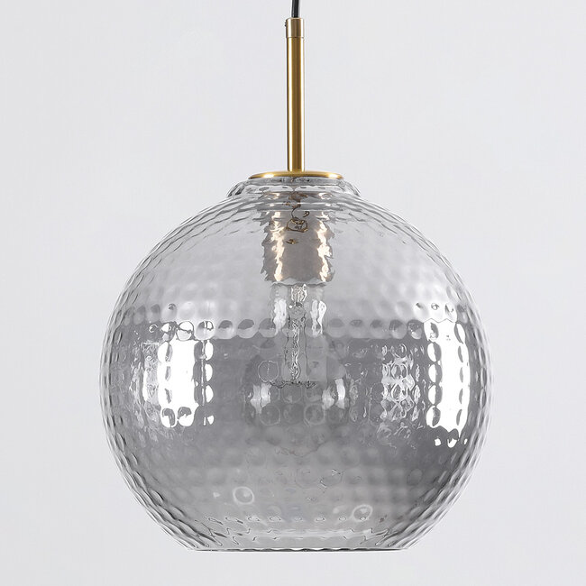 pendant light Johnny in ribbed glass - smoked