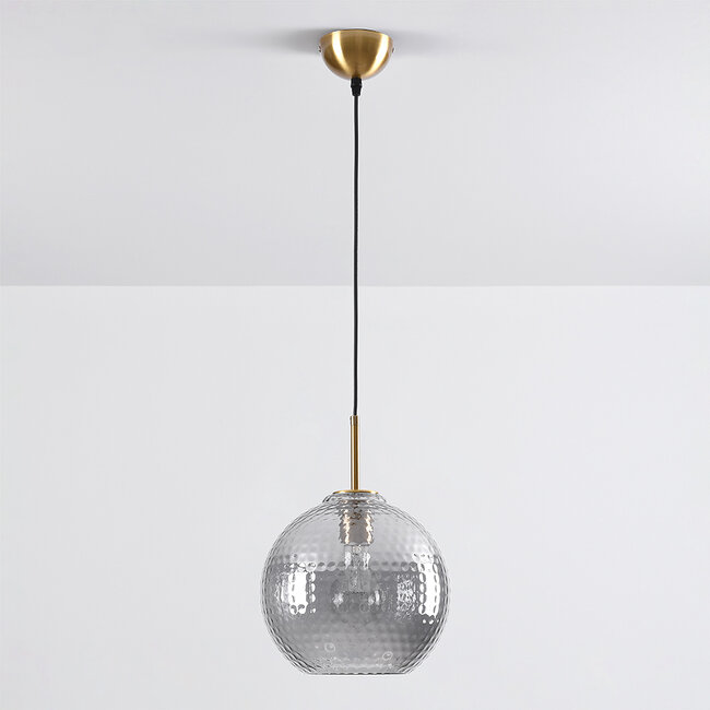 pendant light Johnny in ribbed glass - smoked