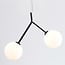 Asymmetric 2-light pendant light Dexter with glass globes