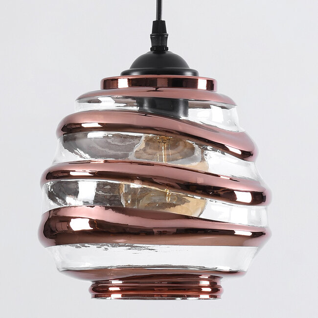 Pendant light with wavy glass and bronze details - Mace