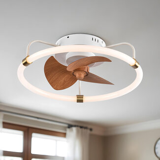 Ceiling fan Zefiros with integrated dimmable LEDs - bamboo