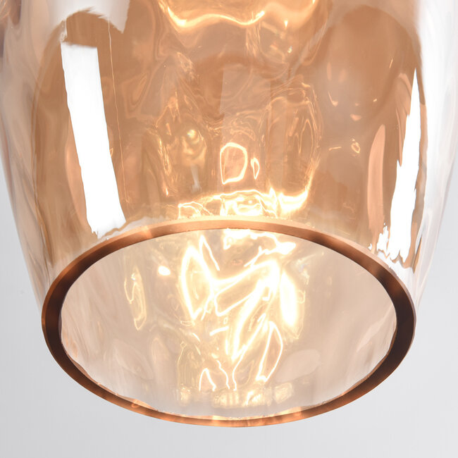 -light pendant lamp Verona amber - elongated bulging glass