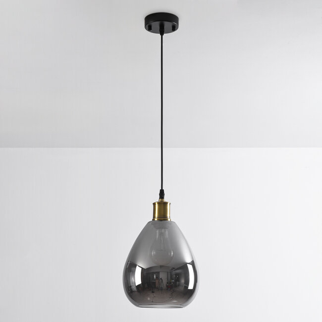 1-light pendant light Verona - teardrop smoked glass with mirror effect