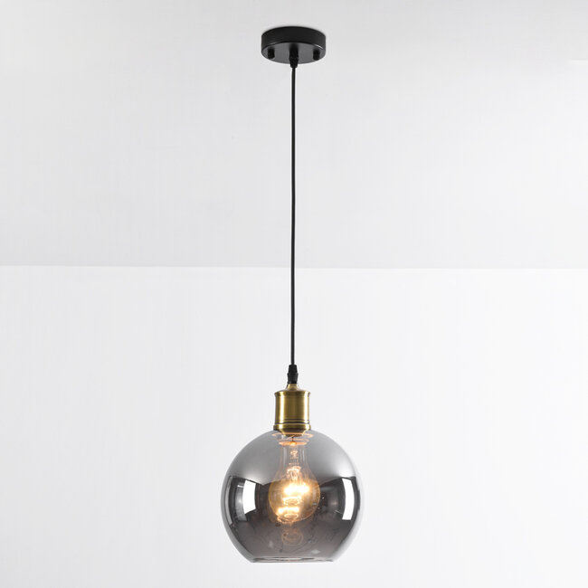 1-light pendant light Verona - round smoked glass with mirror effect