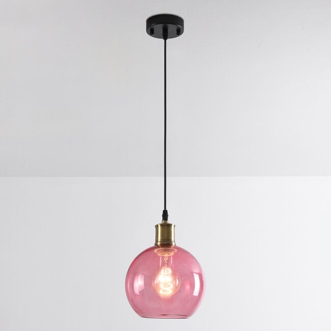 1-light pendant lamp Liya in red glass, variant 3