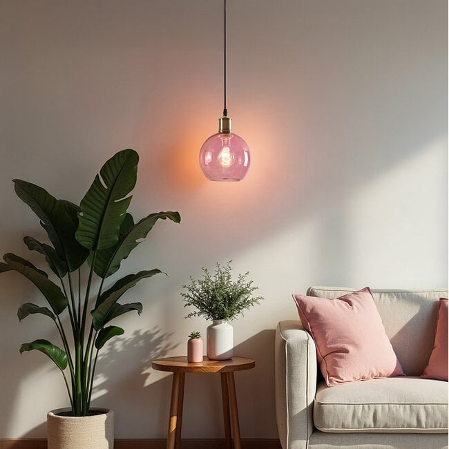 1-light pendant lamp Liya in red glass, variant 3