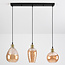 3-light pendant light Vanessa in amber curved glass