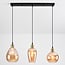 3-light pendant light Vanessa in amber curved glass