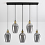 5-light pendant light Valerie with smoked glass