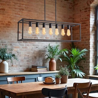 Industrial hanging lamp black in black with 7 lamps - Zagreb cage