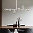 6-light pendant light Aster - white frame with clear glass globes