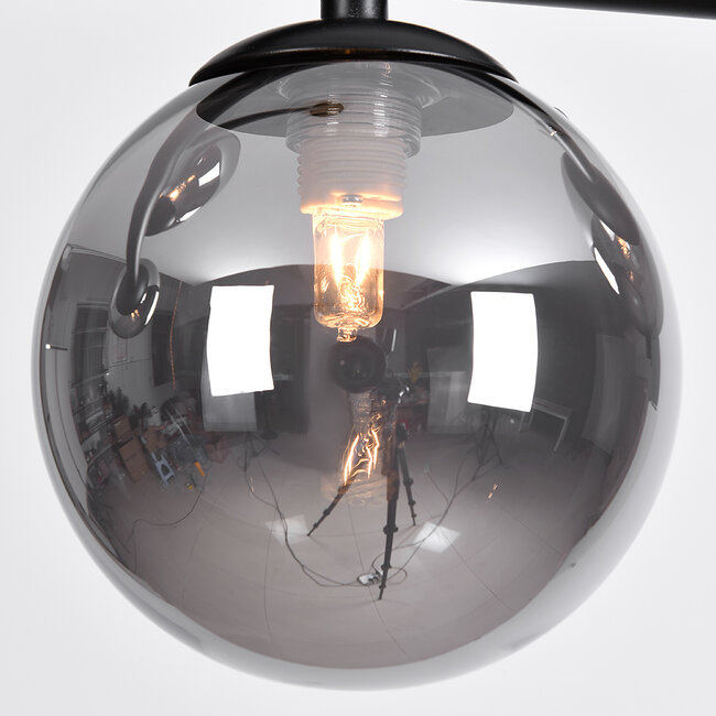 4-light design ceiling light Asun in smoked glass - black