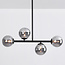 Black Designer lighting ceiling lamp with smoked glass, 4-light - Asun