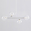 Asun pendant lamp with white frame and transparent glass spheres