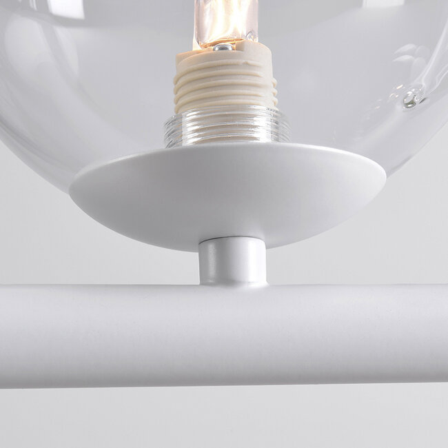4-light pendant light Asun - white frame with clear glass globes