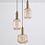 3-light designer pendant light Sita - black and gold with amber glass