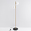 Gold floor lamp with opal glass, 2-bulb - Phae