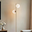 Gold floor lamp with opal glass, 2-bulb - Phae