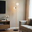 Gold floor lamp with opal glass, 2-bulb - Phae