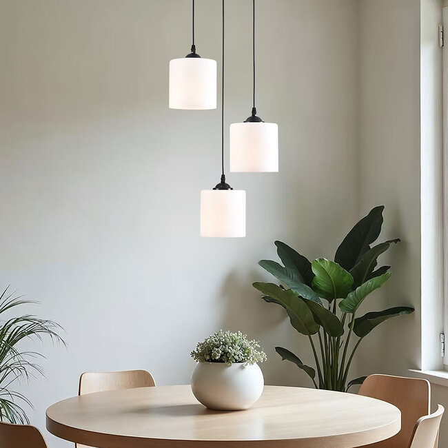 3-bulb pendant lamp with opal glass - Kezia