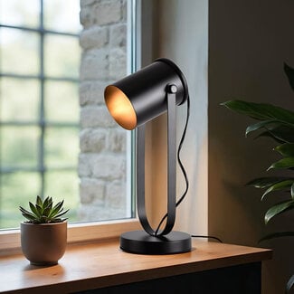 Industrial table lamp Joshua, black - adjustable