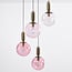 4-light pendant light Kevin - pink wavy glass