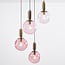 4-light pendant light Kevin - pink wavy glass