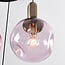 4-light pendant light Kevin - pink wavy glass