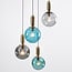 4-light pendant light Kevin with wavy glass