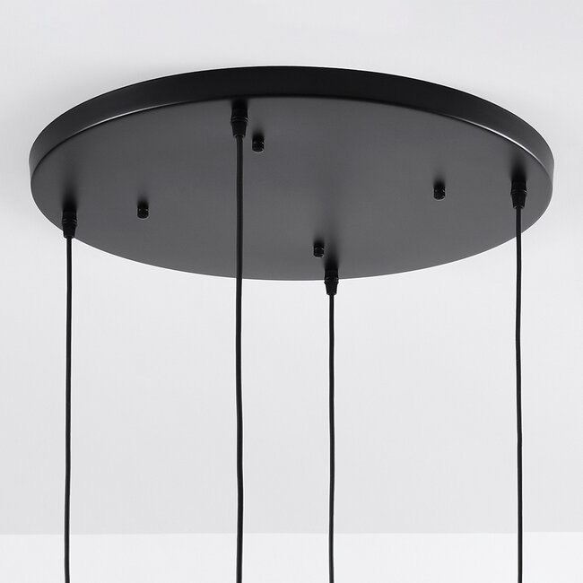 4-light pendant lamp Kevin with wavy glass