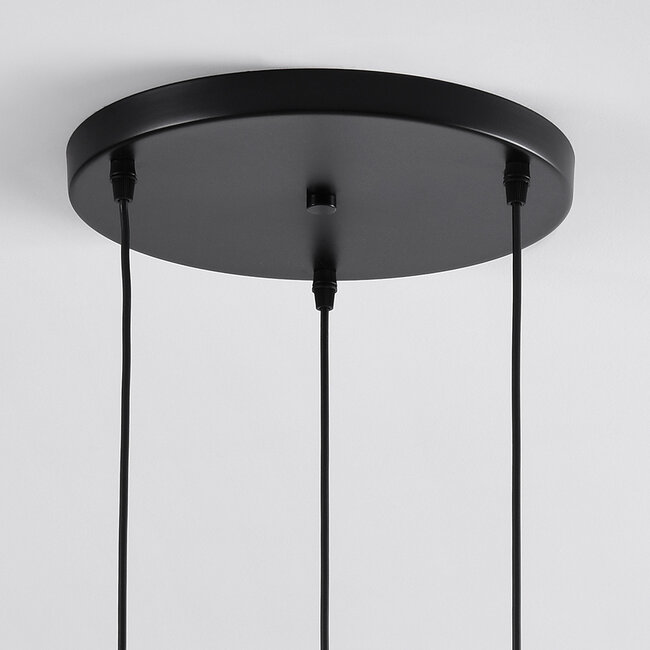 Designer pendant light Frank with smoked glass, 3-light