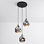 Designer pendant light Frank with smoked glass, 3-light