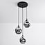 3-light designer pendant light Frank with smoked glass and mirror effect