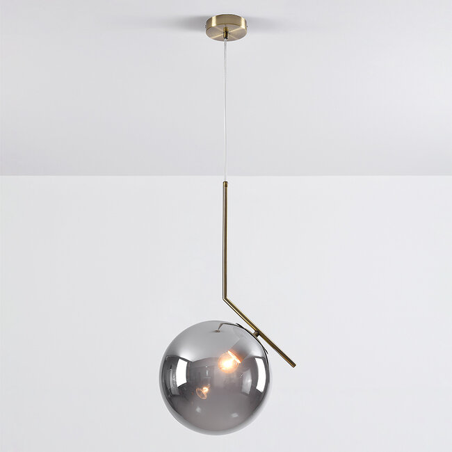Designer pendant light Roy - smoked glass with mirror effect