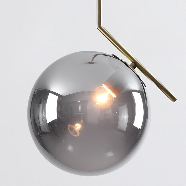 Designer pendant light Roy - smoked glass with mirror effect