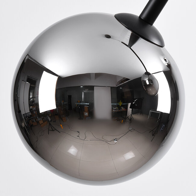Asymmetric 2-light pendant light Dexter - mirrored smoked glass and black